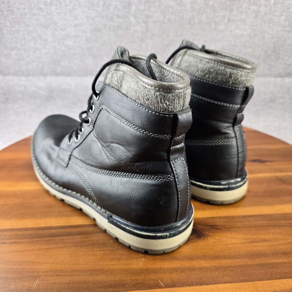 Mens Black Lace Up Ankle Boots Combat Style Round Toe Winter Casual Size 8.5 MED - Picture 10 of 14